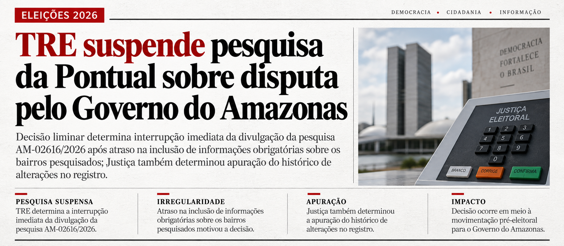 TRE manda interromper divulgação de pesquisa da Pontual